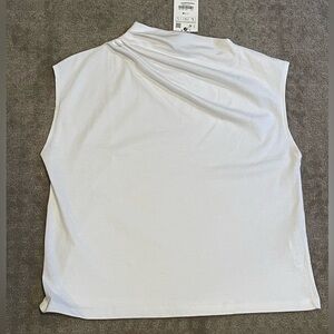 Asymmetrical Neckline White Top